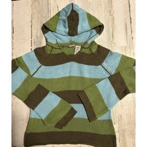 Arizona Sweater L (14/16) Multicolor Pullover Striped Hooded Long Sleeves Womens